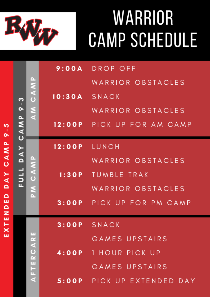 Warrior Summer Camp Schedule